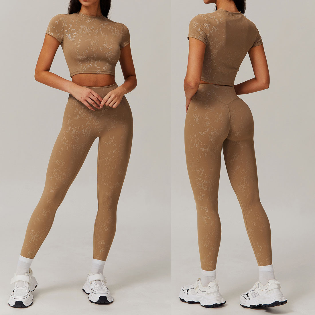 Gilding Scrunch Butt Crop Shirts Leggings Sets